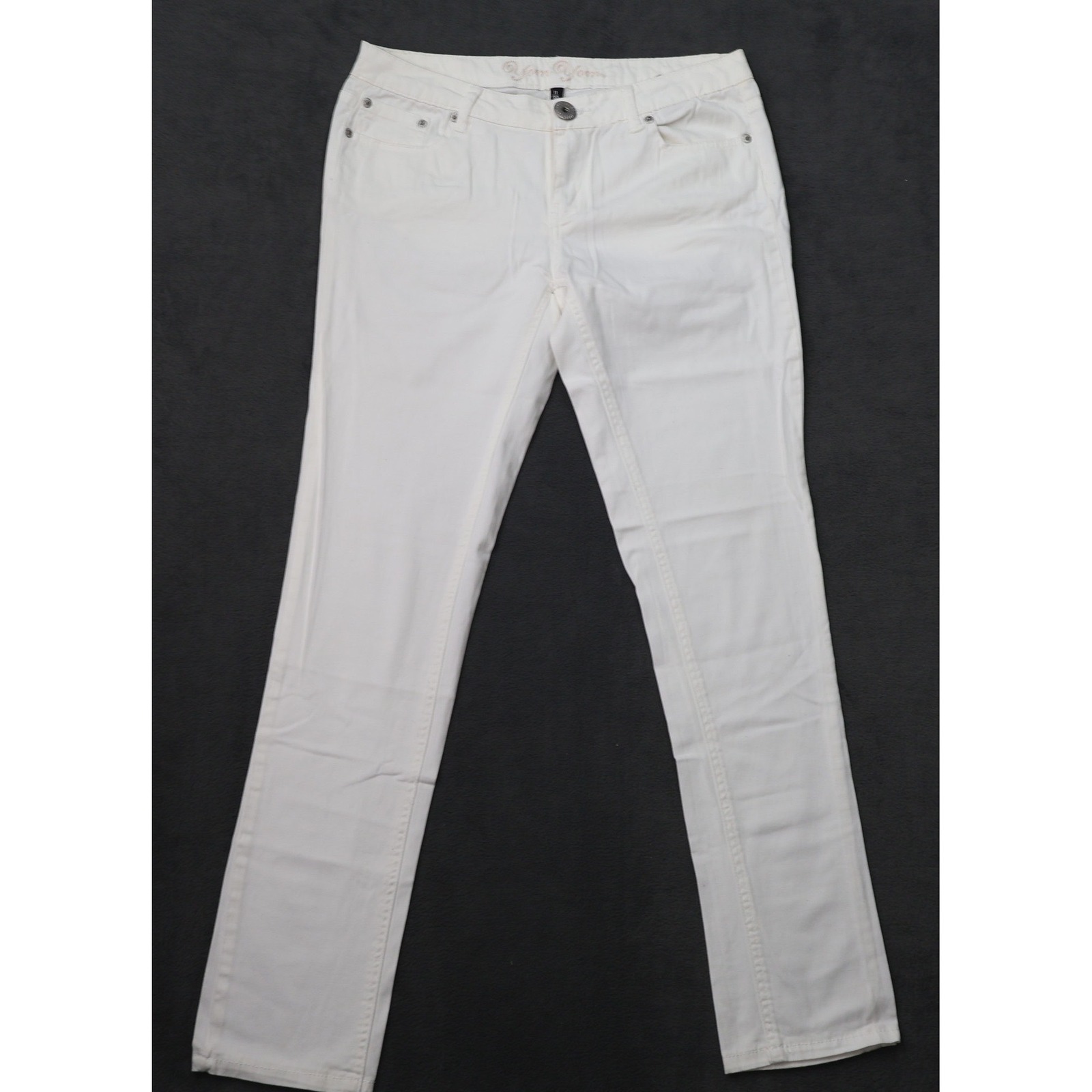 Yom Yom Womens Off White Straight Leg Denim Jeans Size 31x30